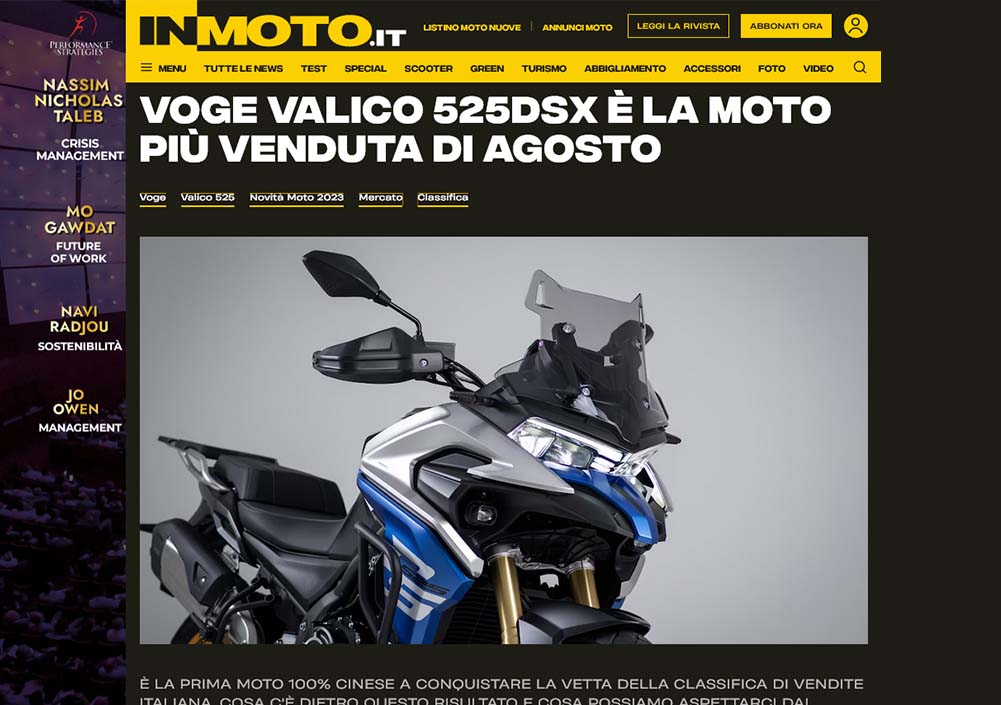 Inmoto.it / Voge Valico 525 DSX është motoçikleta më e shitur e muajit gusht